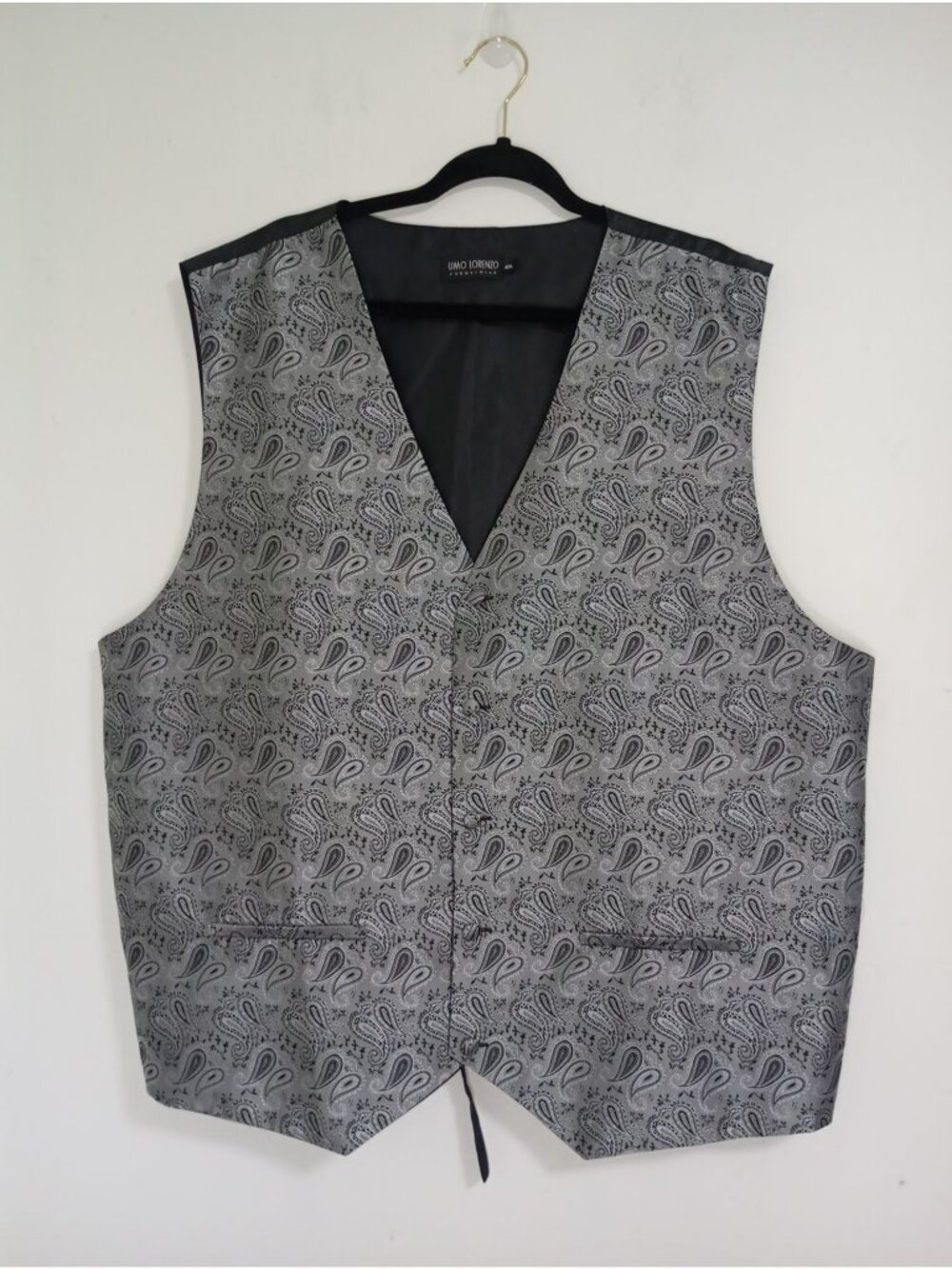 Umo Lorenzo Vest Mens Paisley Gray 4XL Adjustable Back Strap